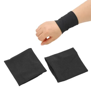 2 Stück Kühlende Armbänder, Elastische Armbänder für Übungen, Atmungsaktive, Schweißabsorbierende Armbänder, Kühlbänder aus Eisseide, Outdoor Sportgeschenke für Tägliche Reisen(Schwarz)