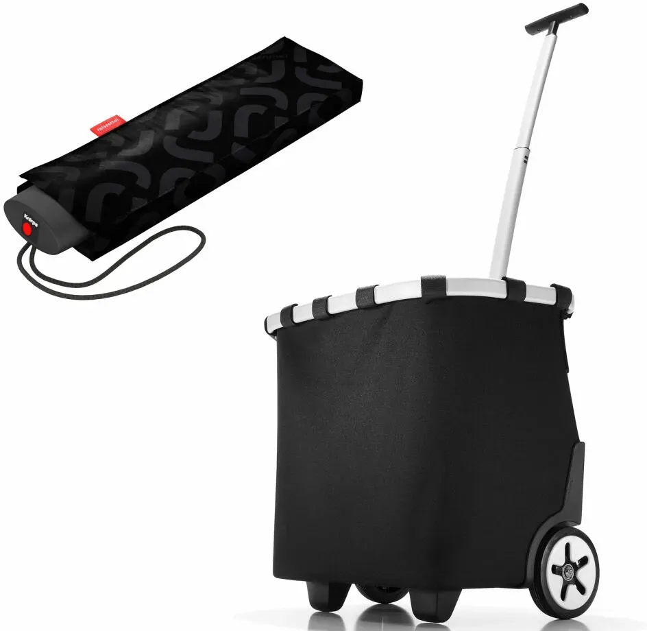 Reisenthel Accessoires GmbH & Co. KG reisenthel carrycruiser mit umbrella pocket mini Set, Einkaufstrolley, Regenschirm, Black, 40 L, 2-tlg.