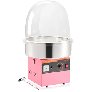 VEVOR Elektrische Zuckerwattemaschine 1000 W, Zuckerwattenmacher mit Deckel & Edelstahlschüssel & Zuckerlöffel, Ideal für Karneval Geburtstage Familienfeiern, Professionelles Zuckerwattegerät Rosa