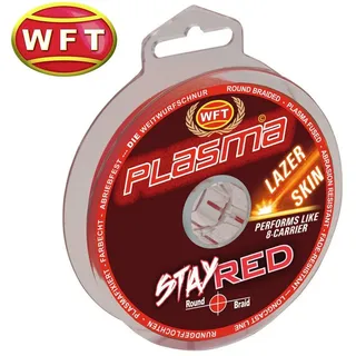 WFT Plasma Stay Red Lazer Skin 150m - Geflochtene Angelschnur zum Spinnfischen & Meeresangeln, Geflechtschnur, Schnur zum Angeln, Durchmesser/Tragkraft:0.12mm / 14kg Tragkraft