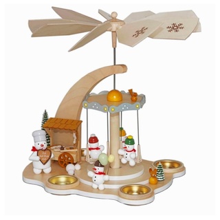 Fa. Volker Zenker Erzgebirgische Volkskunst Tischpyramide Schneemann Karussell BxHxt 26,5x28,5x26,5cm NEU Tischdekoration