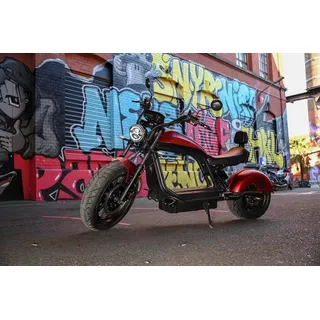 Elektroroller “HL 6.0”, 45 km/h, 3000 Watt, 100 km Reichweite, Straßenzulassung, 50 ccm, Lithium-Akku, Elektro Motorroller, Elektro Roller, E-Roller mit Sitz, (Bordeaux Rot, 45Ah)