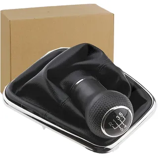 5-Gang Schaltknauf 12mm Schaltsack Schaltmanschette Schwarz Chrom für Golf 4