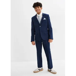 bonprix Anzug mit Hemd und Krawatte (4tlg. Set), blau, Gr.176, Festliches vierteiliges Jungen-Set bestehend aus Anzug, Hemd (Slim Fit) und Krawatte, Hemd: 100% Baumwolle