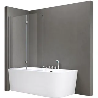 SoGood doporro 120x140 cm Design-Duschwand für Badewanne Badewannenaufsatz Duschabtrennung 6mm ESG-Sicherheitsglas inkl. NANO-Beschichtung