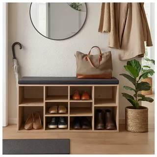Hti-Living Artisaneiche Schuhbank 10 Regalfächer 100x40x45 braun