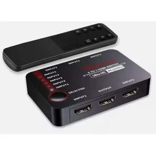 Tesmart HDMI Switch Splitter 5in1 Umschalter Verteiler Ultra HD 4K@60Hz - Schwarz