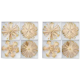 24 Stück Strohsterne 10cm Gold Glitzer Stroh Sterne Anhänger Weihnachten
