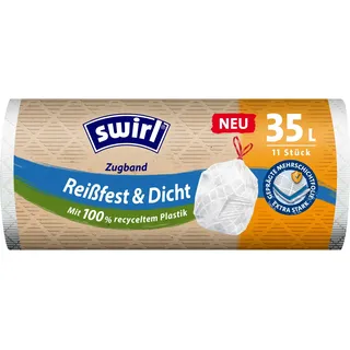 Swirl Zugband-Müllbeutel Reißfest & Dicht 35 l Weiß 11 Stück