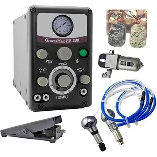 LAYIQDC Set mit pneumatischen Graviermaschinen für Schmuck, einstellbare Geschwindigkeit von 400 bis 8000 U/min, Doppelkopf, pneumatisches Mikro-Gravierwerkzeug für Gold und Silber