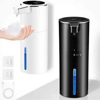 Seifenspender Automatisch,Wandbefestigung Berührungslos 400ml Elektrischer Seifenspender mit Sensor,USB Wiederaufladbar 1800-mAh-Akku für Bad,Küche,Büro (Schaum,Weiß)