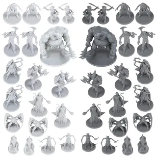 Miniatures Fantasy Tabletop RPG Figuren für Dungeons and Dragons, Pathfinder Rollenspiele, 38 mm skalierte Miniaturen, 10 einzigartige Designs, unbemalt, ideal für D&D/DND