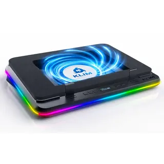 KLIM Turbofrost MAX RGB Laptop-Kühlpad, Gaming-Laptop-Kühler mit Turbofan XL, Kühlung, 15,6-17 Zoll, Inlay-System für optimalen Luftstrom, einstellbare Geschwindigkeit, LCD-Bildschirm
