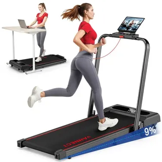 jolauf VANNECT 1-12 km/h Klappbares Laufband mit 9% Steigung, Ultra-Leise, LCD-Display, Dreifache Steuerung - Fernbedienung+App+Handlauf-Tasten, bis 150 kg
