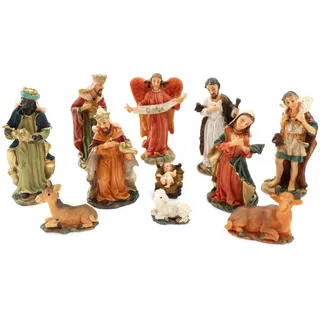 Ellug Mini Krippenfiguren Set 11-teilig Höhe bis 7cm Weihnachtskrippe Figuren Krippenzubehör Weihnachtsdeko