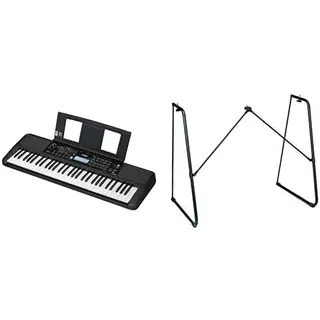 Yamaha Tragbares PSR-E383 Keyboard für Anfänger im Paket mit HPH-100-Kopfhörern, L-2C-Keyboardständer