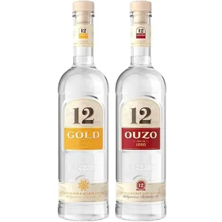 12 Gold - Aromatischer & milder Anislikör (1 x 0,7l) + Ouzo 12 - Das Griechische Original (1 x 0.7 l)