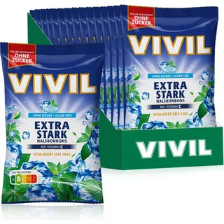 VIVIL Extra Stark Halsbonbons ohne Zucker | 15 Beutel