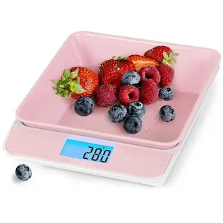 Duronic KS100 PK Küchenwaage - Digitale Lebensmittelwaage mit 1,2 L abnehmbarer Schüssel - Haushaltswaage bis 5kg