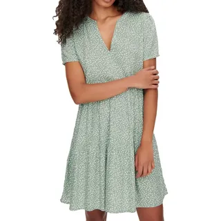 Only Damen Kurzes Bedrucktes Kleid 'ZALLY' - Weiß,Grün - (36)
