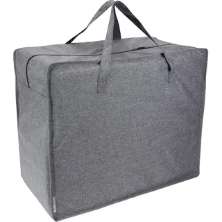 BIGSO Aufbewahrungstasche – große Tragetasche für Decken, Bettwäsche, Wintersachen etc. – praktische Tasche mit verstärkten Henkeln und Reißverschluss – beige