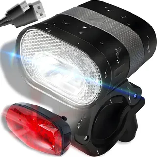 Retoo Fahrradlicht LED Fahrradbeleuchtung Set StVZO Zugelassen 3200mAh Frontlicht und Rücklicht Set Lampenset Wasserdicht USB Aufladbare 500 Lumen Retoo