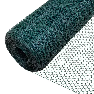 VOUNOT VOUNOT® Maschendrahtzaun Sechseckgeflecht, Drahtzaun Hasendraht Kaninchendraht Hühnerdraht, Maschenweite 25 mm, Höhe 100 cm, Länge 25 m, PVC-Beschichtet Grün
