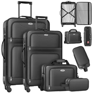 Kesser KESSER® Reisekoffer Set 4-teilig Trolley Kofferset Stoffkoffer mit 3-Ziffern-TSA-Schloss, 360° Rollen & Teleskopgriff Kosmetiktasche Handgepäck leichter Koffer & große Koffer für Business & Reisen