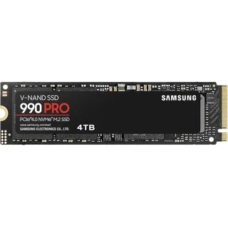 Samsung 990 PRO NVMe M.2 SSD, 4 TB, PCIe 4.0, 7.450 MB/s Lesen, 6.900 MB/s Schreiben, Interne SSD, Für Gaming und Videobearbeitung, MZ-V9P4T0BW