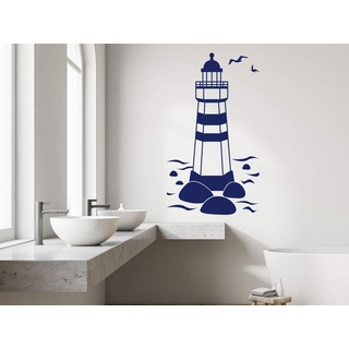 GRAZDesign Wandtattoo Badezimmer Leuchtturm, Wandaufkleber Aufkleber maritim, Wohnzimmer Flur wasserfest und selbstklebend, 100x57cm (HxB), 074 mittelgrau