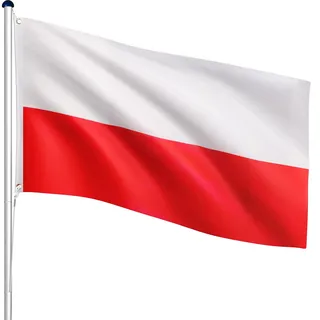 FLAGMASTER Teleskop Fahnenmast Aluminium 6,50m, 5-Fach höhenverstellbar, 30 Verschiedene Fahnen zur Wahl, Komplettset mit Bodenhülse