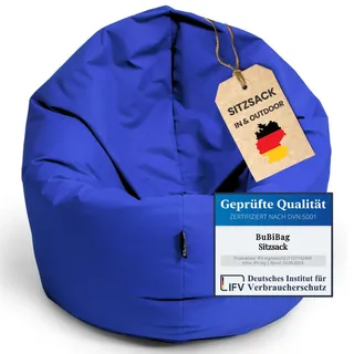 BuBiBag Sitzsack für Kinder und Jugendliche - Indoor Outdoor Bodenkissen, Sitzkissen oder als Gaming Sitzsack, geliefert mit Füllung (100 cm Durchmesser, blau)