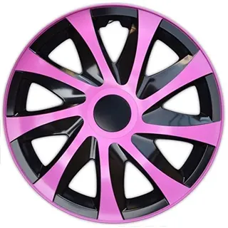 4 X Radabdeckungen Radkappensatz DRACO CS in 14 ZOLL Schwarz-Pink Farbe
