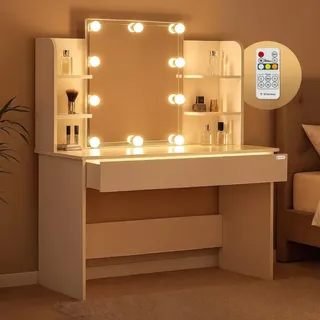CASARIA Schminktisch Lucia Weiß 140x110x40cm mit LED