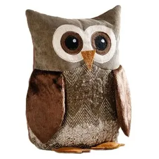 Frank-Flechtwaren Türstopper Eule Egon, aus Stoff, für den Boden, rutschfest, braun, 19 x 25 x 7cm