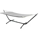 AMANKA Hängematte mit Gestell - 200 x 120 cm Doppelhängematte für 2 Personen - Baumwolle, XL Stabhängematte - Outdoor Relaxliege für Garten, Terrasse und Balkon schwarz