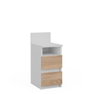 Vicco Nachttisch, Monty, Weiß/Sonoma, 25 x 59.1 cm mit 2 Schubladen