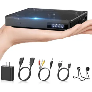 MINI DVD Player Eingebauter HiFi-Lautsprecher, HDMI DVD Player für TVs Memory Playback Funktion, Kompakter Alle Region CD Player, USB,HDMI, RCA, AUX-Kabeln, Unterstützung des NTSC/PAL-Systems
