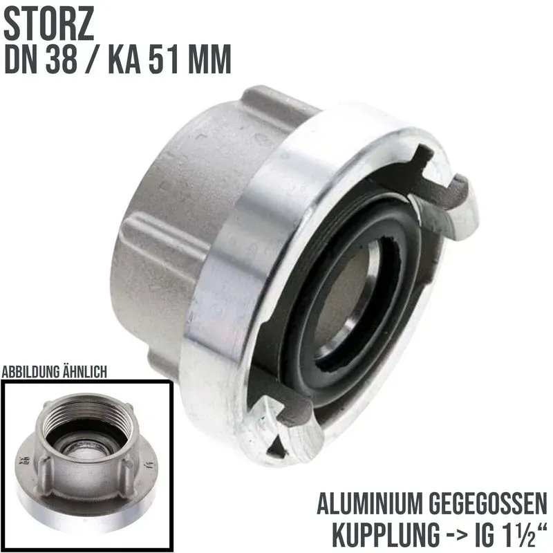 STORZ DN 38 KA 51 Kupplung Innengewinde IG 1 1/2 Saug Bau Feuerwehr Schlauch Al..."