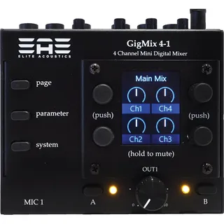 Elite Acoustics GigMix 4-1, kompakter 4-Kanal Digitalmixer mit LC-Display