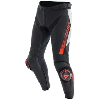 Dainese Super Speed perforierte Lederhose - Schwarz/Weiß/Neon-Rot / 50