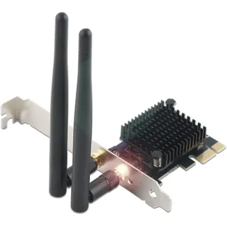 PCIe WLAN Karte – AC1200 Dual-Band 2,4 GHz & 5 GHz + Bluetooth 4.2 – Wireless PCI-E Adapter mit Low-Profile Bracket & Kühlkörper – Für Gaming PC & Desktop – Windows 11/10/8.1/8/7 (32/64 Bit) & Linux