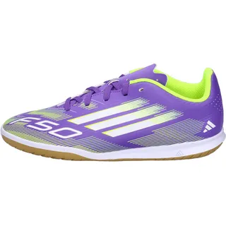 adidas F50 Club Indoor Football Boots Kids, Purple Rush / Ftwr White / Lucid Lemon, 31