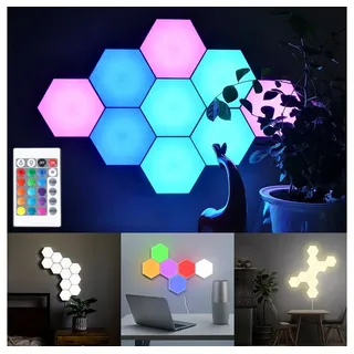 MUPOO LED Wandleuchte LED Sechseck Gaming Wandleuchte Hexagon RGB LED Panel, Musik Sync Licht für Gamer Room Deko
