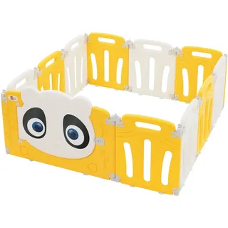 joyz Laufgitter Baby Absperrgitter Panda Faltbar Krabbelgitter Laufstall 120x120 cm