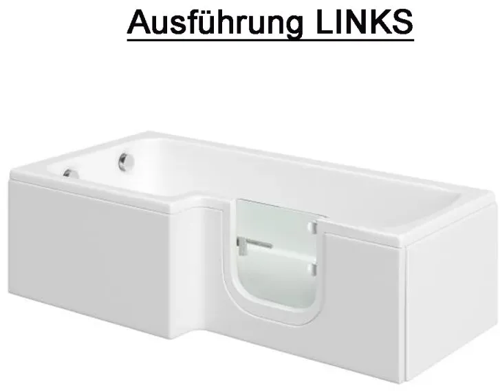 Solarna 170x85/70cm Badewanne mit Tür Seniorenbadewanne, Links, ohne Duschkabine