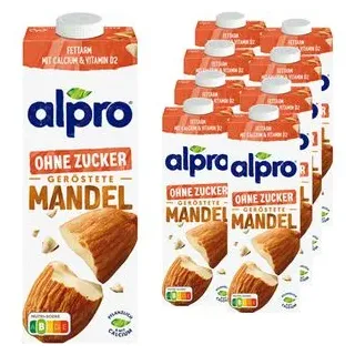 alpro Mandeldrink ohne Zucker, je 1 Liter, 8 Stück