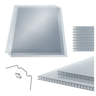 Gardebruk GARDEBRUK® 10x Doppelstegplatten 6mm Zuschneidbar 121x60,5cm Polycarbonat 7,3m2 UV-beständig Klar Hohlkammerplatten Gewächshaus Platten Stegplatten