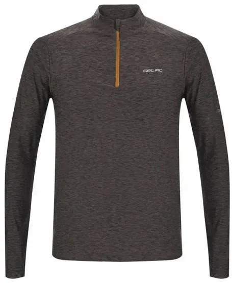 Get Fit M Top Half Zip - Laufshirt Langarm - Herren - Brown/Orange - S