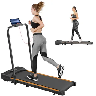 Tvdugim Laufband für Zuhause, Walking Pad, Laufband Schreibtisch für Zuhause und Büro, 1-10 KM/H mit Fernbedienung LCD-Anzeige (Orange)